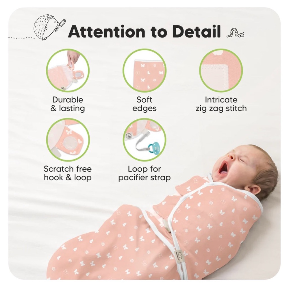 NWT KeaBabies 3-Pack Soothe Swaddle Wraps Butterflies size 0-3 months